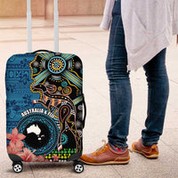 Fiji and Australia Kangaroos Luggage Cover Indigenous Aboriginal and Fijian Masi Tribal Tattoo LT03 Blue - Polynesian Pride