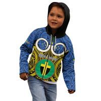 Vanuatu Tafea Province Kid Hoodie Pig Tusk Mix Maori Pattern and Namele Leaf LT03 - Polynesian Pride