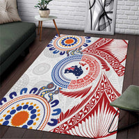 Tongan and Australian Culture Together Area Rug Ngatu Art Tribal Aboriginal Tattoo Pattern - Polynesian Pride