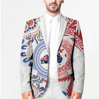 Tongan and Australian Culture Together Blazer Ngatu Art Tribal Aboriginal Tattoo Pattern - Polynesian Pride
