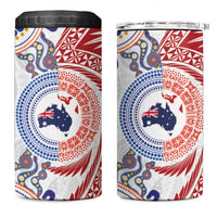 Tongan and Australian Culture Together 4 in 1 Can Cooler Tumbler Ngatu Art Tribal Aboriginal Tattoo Pattern LT03 One Size: 16 oz White - Polynesian Pride