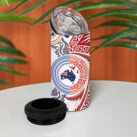 Tongan and Australian Culture Together 4 in 1 Can Cooler Tumbler Ngatu Art Tribal Aboriginal Tattoo Pattern LT03 - Polynesian Pride