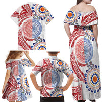 Tongan and Australian Culture Together Family Matching Off Shoulder Maxi Dress and Hawaiian Shirt Ngatu Art Tribal Aboriginal Tattoo Pattern - Polynesian Pride