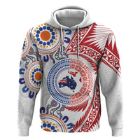 Tongan and Australian Culture Together Hoodie Ngatu Art Tribal Aboriginal Tattoo Pattern - Polynesian Pride
