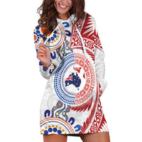 Tongan and Australian Culture Together Hoodie Dress Ngatu Art Tribal Aboriginal Tattoo Pattern - Polynesian Pride