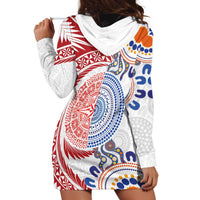 Tongan and Australian Culture Together Hoodie Dress Ngatu Art Tribal Aboriginal Tattoo Pattern - Polynesian Pride