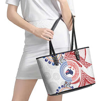 Tongan and Australian Culture Together Leather Tote Bag Ngatu Art Tribal Aboriginal Tattoo Pattern - Polynesian Pride