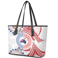 Tongan and Australian Culture Together Leather Tote Bag Ngatu Art Tribal Aboriginal Tattoo Pattern - Polynesian Pride