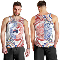 Tongan and Australian Culture Together Men Tank Top Ngatu Art Tribal Aboriginal Tattoo Pattern - Polynesian Pride