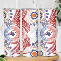 Tongan and Australian Culture Together Skinny Tumbler Ngatu Art Tribal Aboriginal Tattoo Pattern - Polynesian Pride