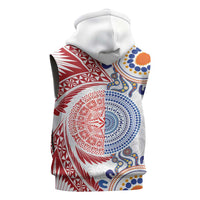 Tongan and Australian Culture Together Sleeveless Zip Hoodie Ngatu Art Tribal Aboriginal Tattoo Pattern LT03 - Polynesian Pride