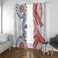 Tongan and Australian Culture Together Window Curtain Ngatu Art Tribal Aboriginal Tattoo Pattern - Polynesian Pride