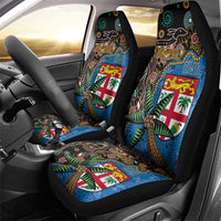 Fijian and Australian Culture Together Car Seat Cover Aboriginal Art and Tapa Motifs with Kangaroo and Palm Tree - Polynesian Pride