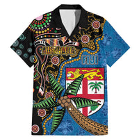 Fijian and Australian Culture Together Family Matching Mermaid Dress and Hawaiian Shirt Aboriginal Art and Tapa Motifs with Kangaroo and Palm Tree - Polynesian Pride