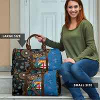 Fijian and Australian Culture Together Travel Bag Aboriginal Art and Tapa Motifs with Kangaroo and Palm Tree - Polynesian Pride