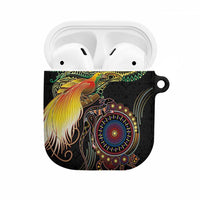 Papua New Guinea and Australia Together AirPods Case Bird of Paradise and Kangaroo Melanesian Aboriginal Motifs LT03 Black - Polynesian Pride