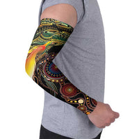 Papua New Guinea and Australia Together Arm Sleeves Bird of Paradise and Kangaroo Melanesian Aboriginal Motifs - Polynesian Pride