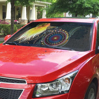 Papua New Guinea and Australia Together Auto Sun Shade Bird of Paradise and Kangaroo Melanesian Aboriginal Motifs - Polynesian Pride