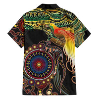 Papua New Guinea and Australia Together Family Matching Long Sleeve Bodycon Dress and Hawaiian Shirt Bird of Paradise and Kangaroo Melanesian Aboriginal Motifs - Polynesian Pride