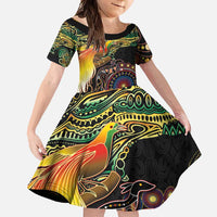 Papua New Guinea and Australia Together Family Matching Mermaid Dress and Hawaiian Shirt Bird of Paradise and Kangaroo Melanesian Aboriginal Motifs - Polynesian Pride