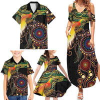 Papua New Guinea and Australia Together Family Matching Summer Maxi Dress and Hawaiian Shirt Bird of Paradise and Kangaroo Melanesian Aboriginal Motifs - Polynesian Pride
