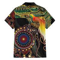 Papua New Guinea and Australia Together Hawaiian Shirt Bird of Paradise and Kangaroo Melanesian Aboriginal Motifs - Polynesian Pride