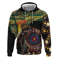 Papua New Guinea and Australia Together Hoodie Bird of Paradise and Kangaroo Melanesian Aboriginal Motifs - Polynesian Pride