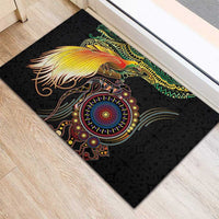 Papua New Guinea and Australia Together Rubber Doormat Bird of Paradise and Kangaroo Melanesian Aboriginal Motifs LT03 - Polynesian Pride