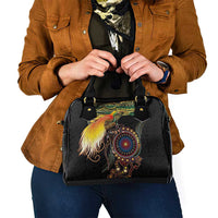 Papua New Guinea and Australia Together Shoulder Handbag Bird of Paradise and Kangaroo Melanesian Aboriginal Motifs - Polynesian Pride