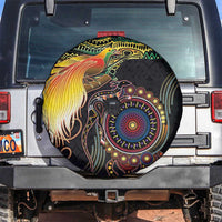 Papua New Guinea and Australia Together Spare Tire Cover Bird of Paradise and Kangaroo Melanesian Aboriginal Motifs - Polynesian Pride