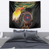 Papua New Guinea and Australia Together Tapestry Bird of Paradise and Kangaroo Melanesian Aboriginal Motifs - Polynesian Pride