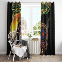 Papua New Guinea and Australia Together Window Curtain Bird of Paradise and Kangaroo Melanesian Aboriginal Motifs - Polynesian Pride