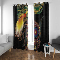Papua New Guinea and Australia Together Window Curtain Bird of Paradise and Kangaroo Melanesian Aboriginal Motifs - Polynesian Pride