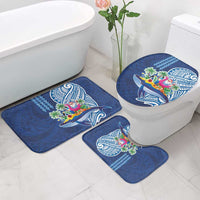 Hawaiian Mele Kalikimaka Bathroom Set Funny Santa on Whale Island with Kakau Tattoos - Polynesian Pride
