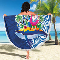 Hawaiian Mele Kalikimaka Beach Blanket Funny Santa on Whale Island with Kakau Tattoos - Polynesian Pride