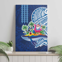 Hawaiian Mele Kalikimaka Canvas Wall Art Funny Santa on Whale Island with Kakau Tattoos - Polynesian Pride