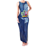 Hawaiian Mele Kalikimaka Family Matching Tank Maxi Dress and Hawaiian Shirt Funny Santa on Whale Island with Kakau Tattoos - Polynesian Pride