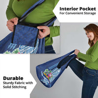 Hawaiian Mele Kalikimaka Grocery Bag Funny Santa on Whale Island with Kakau Tattoos - Polynesian Pride