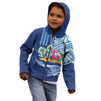 Hawaiian Mele Kalikimaka Kid Hoodie Funny Santa on Whale Island with Kakau Tattoos - Polynesian Pride