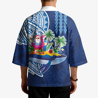 Hawaiian Mele Kalikimaka Kimono Funny Santa on Whale Island with Kakau Tattoos - Polynesian Pride