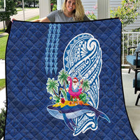 Hawaiian Mele Kalikimaka Quilt Funny Santa on Whale Island with Kakau Tattoos - Polynesian Pride