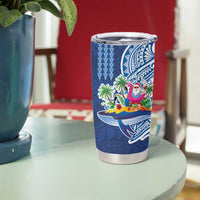 Hawaiian Mele Kalikimaka Tumbler Cup Funny Santa on Whale Island with Kakau Tattoos - Polynesian Pride