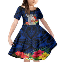 Guam Christmas Family Matching Mermaid Dress and Hawaiian Shirt Santa Gift Latte Stone and Sea Turle Mix Hibiscus Chamorro Blue Style LT03