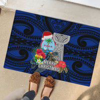 Guam Christmas Rubber Doormat Santa Gift Latte Stone and Sea Turle Mix Hibiscus Chamorro Blue Style LT03