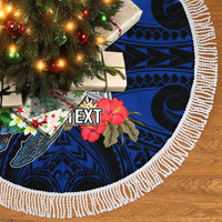 Custom Guam Christmas Tree Skirt Santa Gift Latte Stone and Sea Turle Mix Hibiscus Chamorro Blue Style LT03