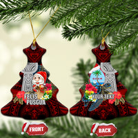 Custom Guam Christmas Ceramic Ornament Santa Gift Latte Stone and Sea Turle Mix Hibiscus Chamorro Red Style LT03