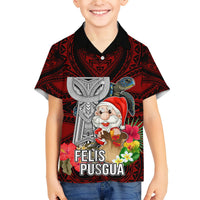 Custom Guam Christmas Hawaiian Shirt Santa Gift Latte Stone and Sea Turle Mix Hibiscus Chamorro Red Style LT03