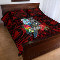 Custom Guam Christmas Quilt Bed Set Santa Gift Latte Stone and Sea Turle Mix Hibiscus Chamorro Red Style LT03