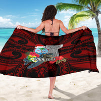 Custom Guam Christmas Sarong Santa Gift Latte Stone and Sea Turle Mix Hibiscus Chamorro Red Style LT03