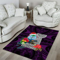Guam Christmas Area Rug Santa Gift Latte Stone and Sea Turle Mix Hibiscus Chamorro Pink Style LT03